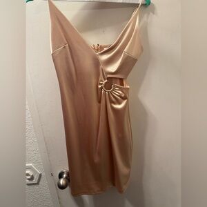 Guess One Shoulder Beige Dress with Ring Accent